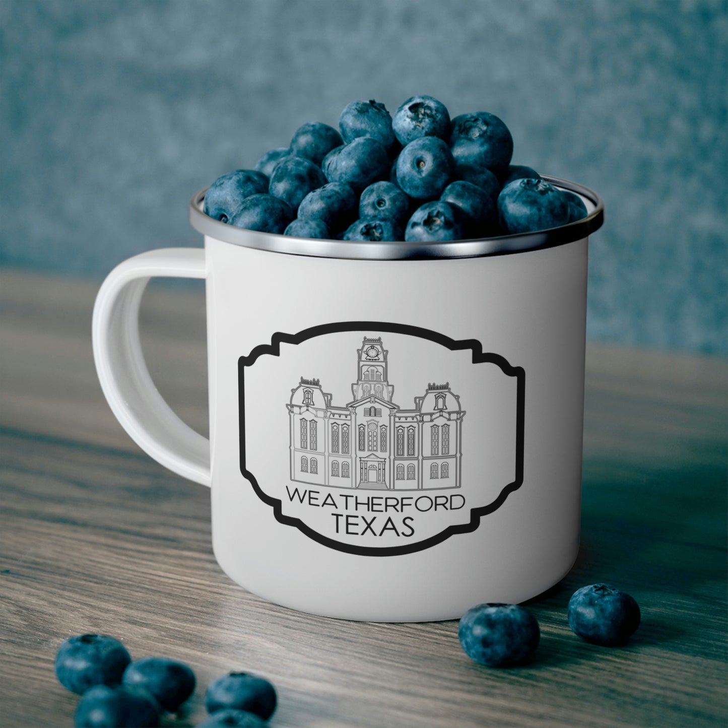 Parker County Courthouse Silver Top Enamel Camping Mug