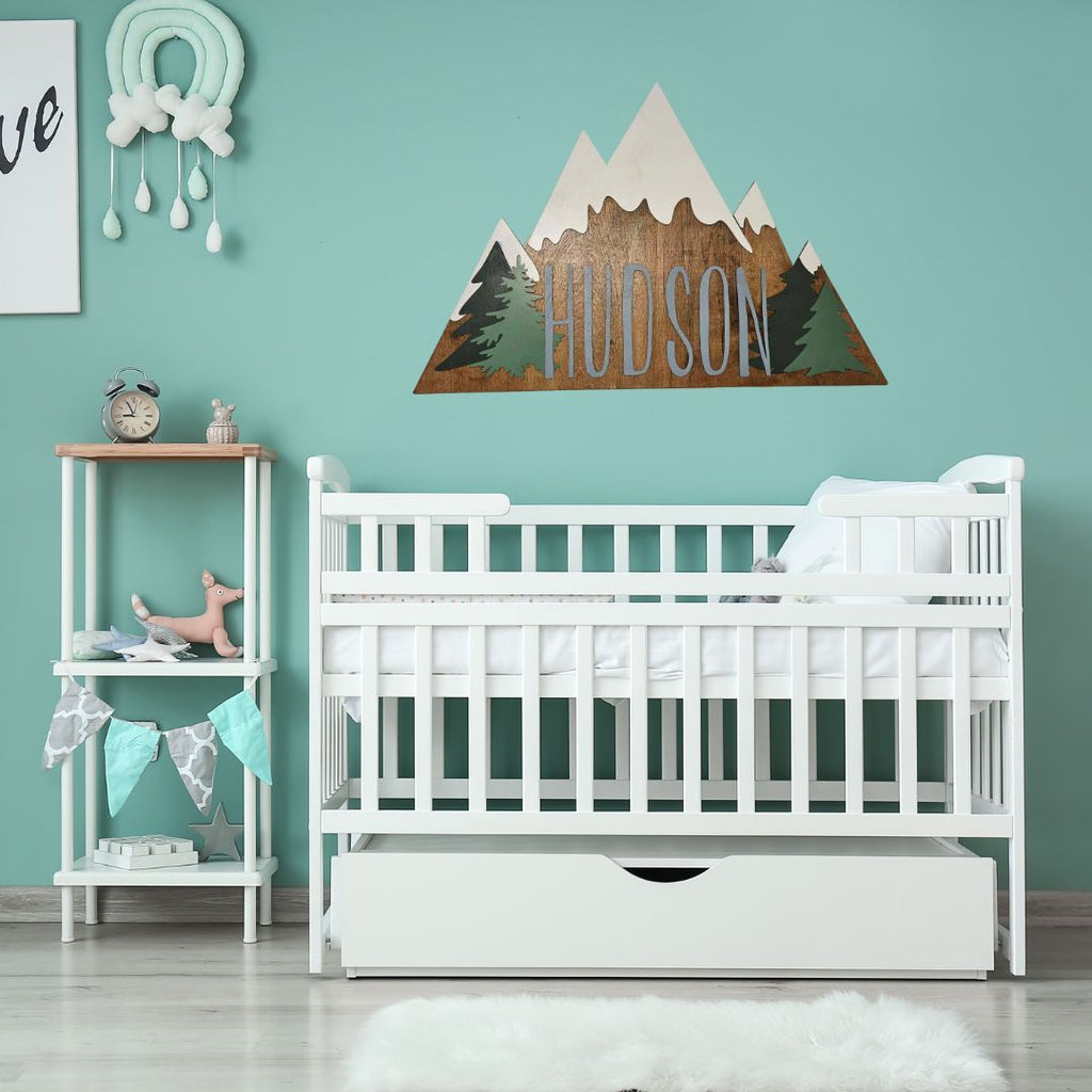 Mountain Woodland Forest Baby Name Sign