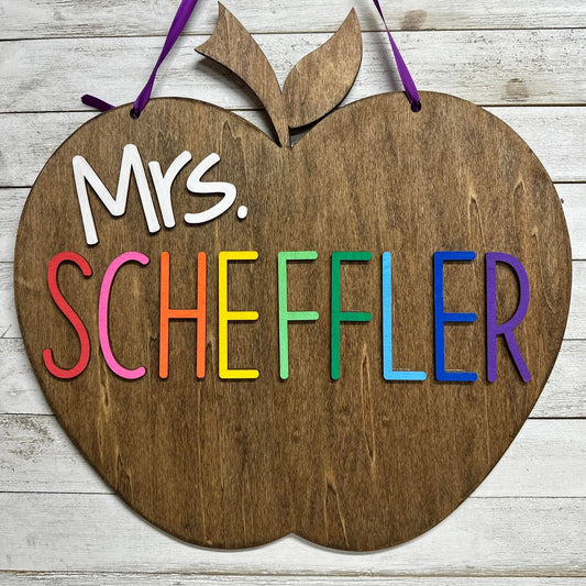 Teacher's Personalized Apple Hanging Sign