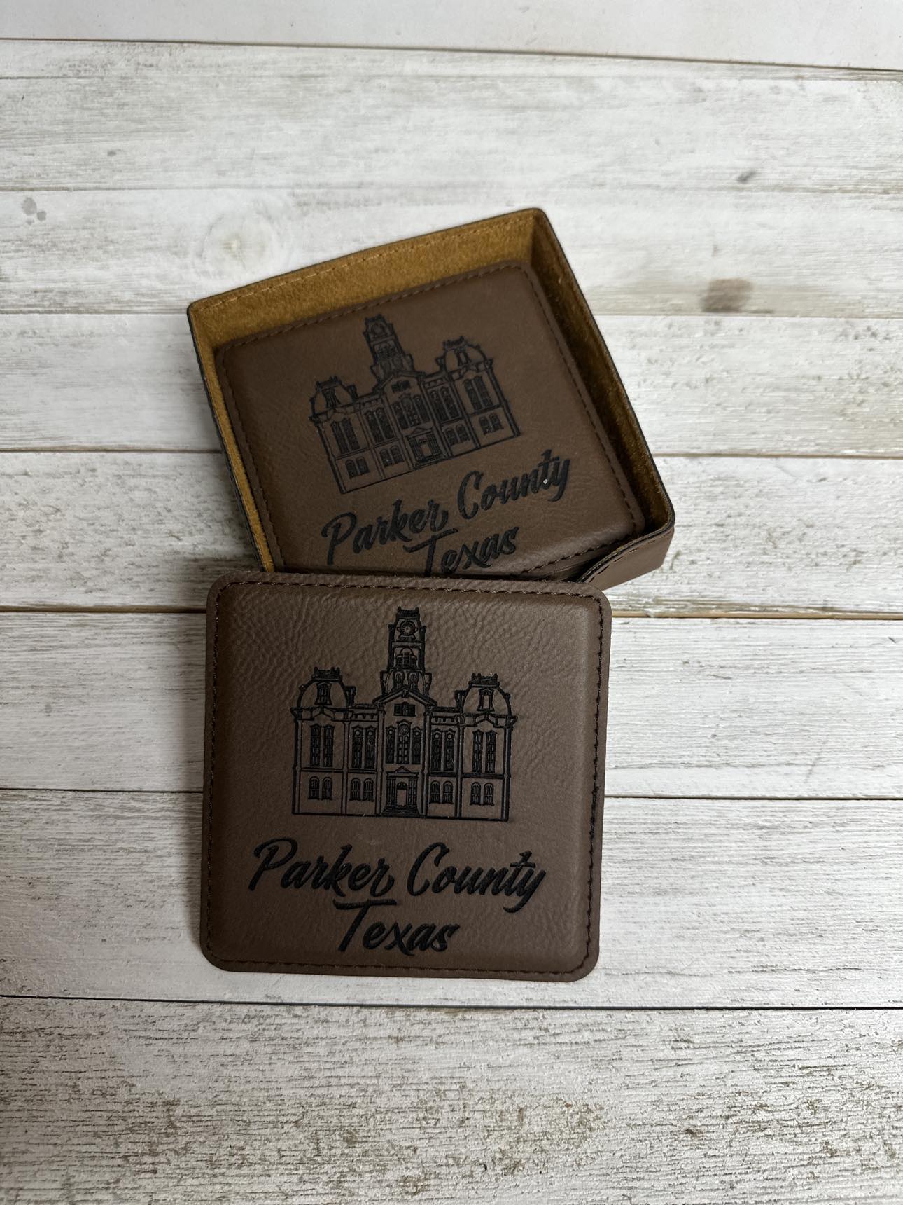 Leather Parker County Texas Coasters