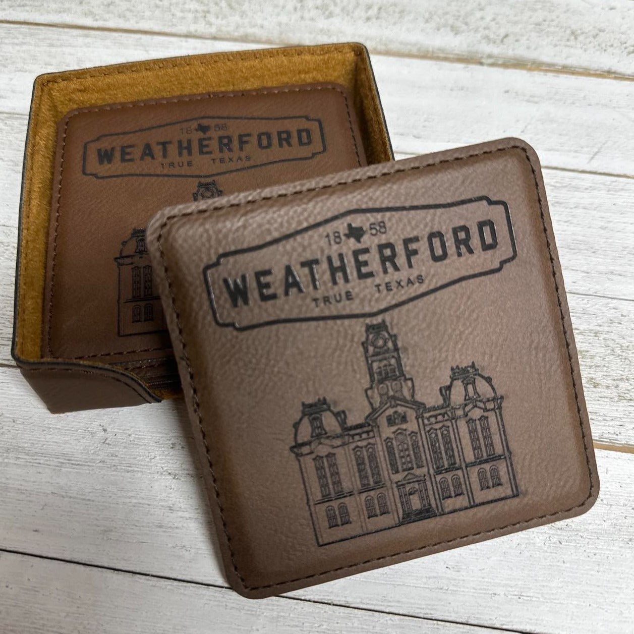 Leather Weatherford Texas Coasters