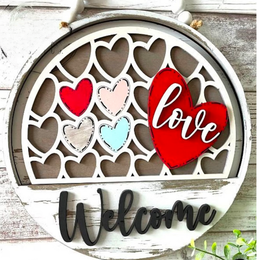 Valentine's Hearts Welcome Sign Slotted Theme
