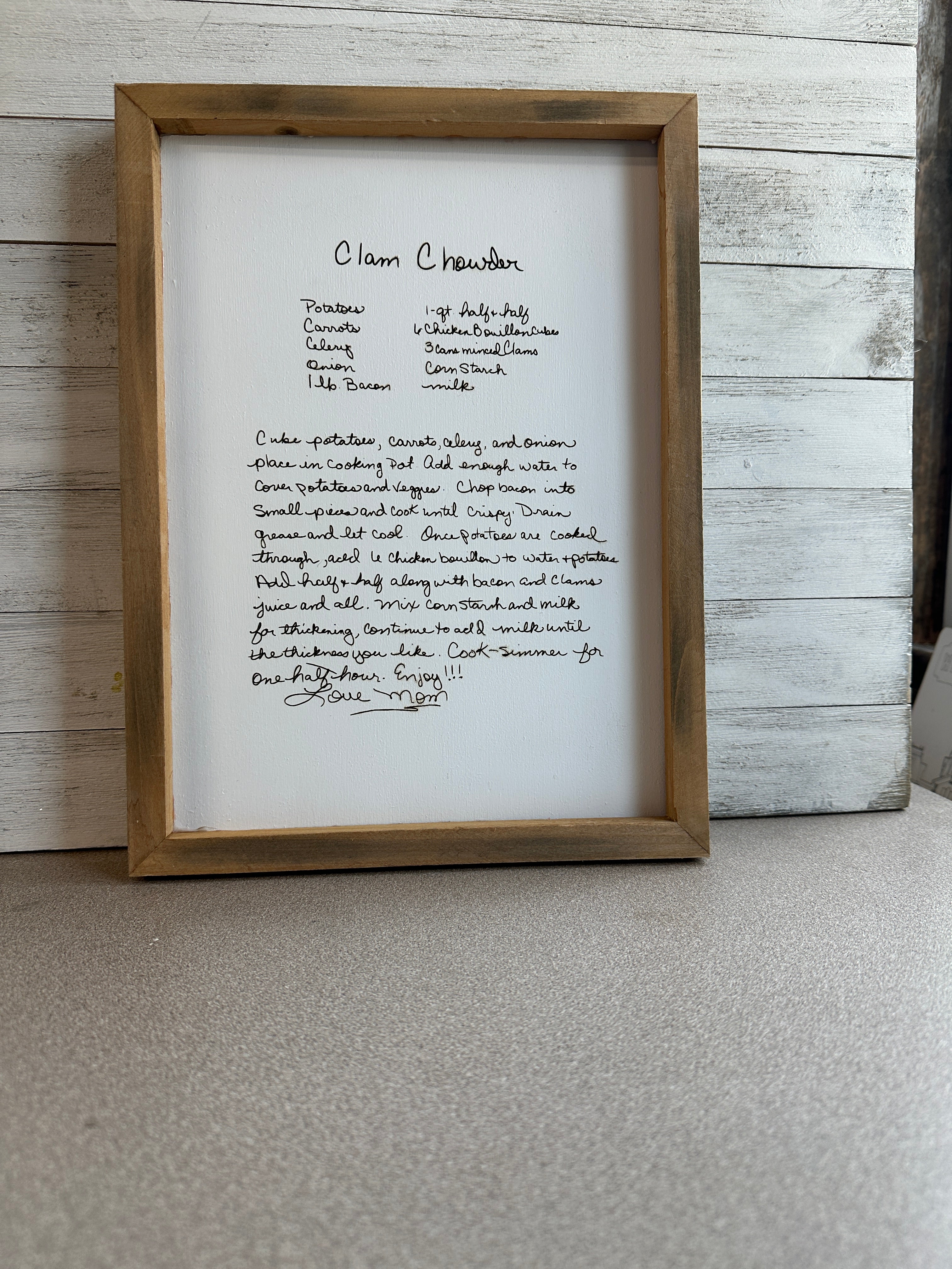 Framed Engraved Family Recipe