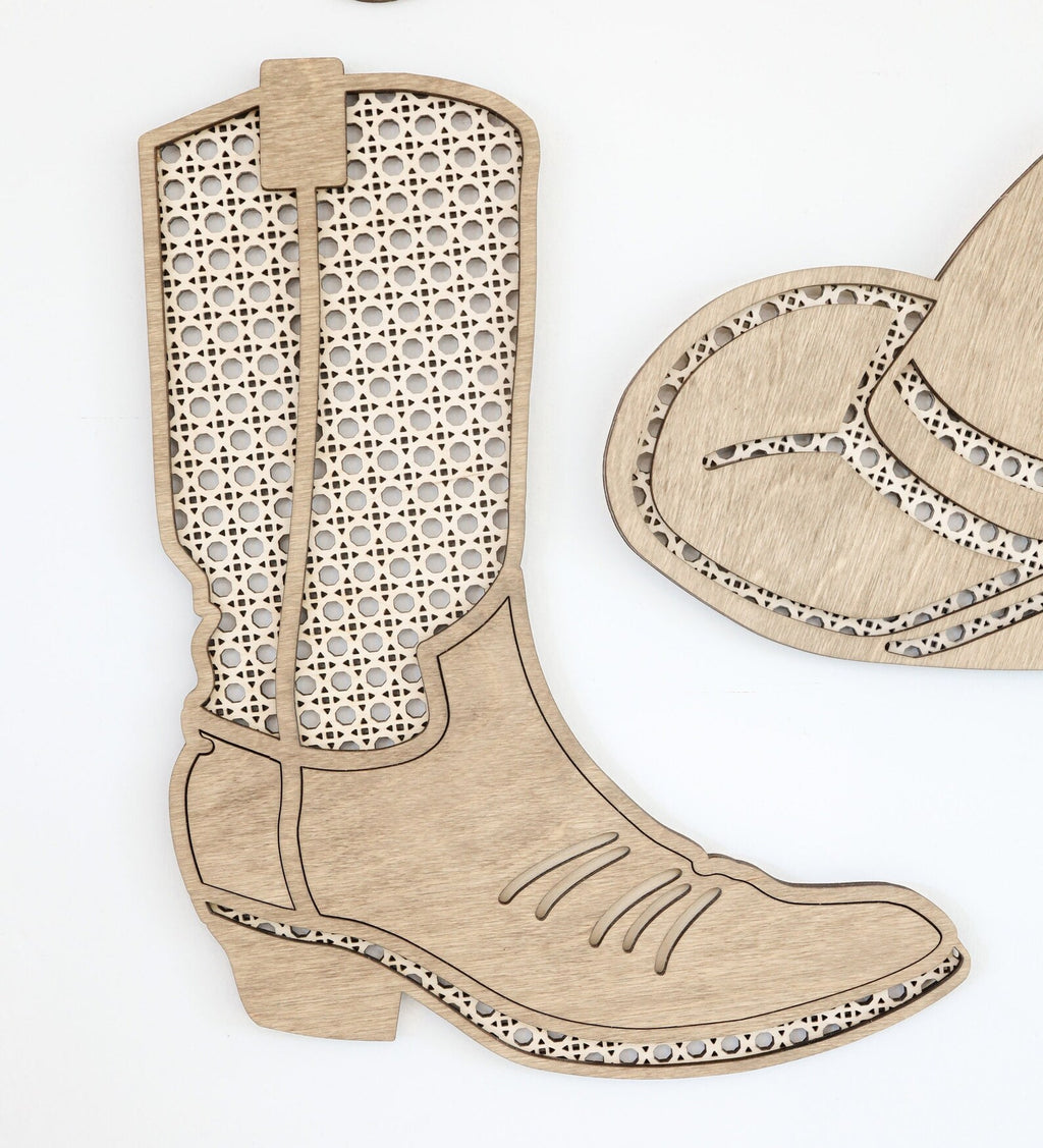 Boho Rattan Boot and Hat