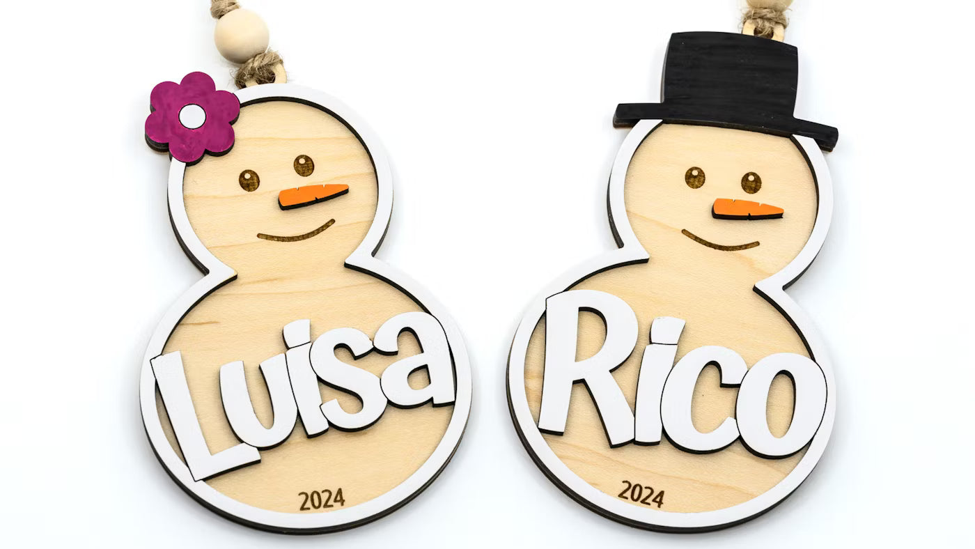 Snowman or Reindeer Stocking Tag or Christmas Ornament