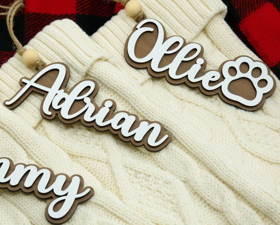 Layered Wood Stocking Tag