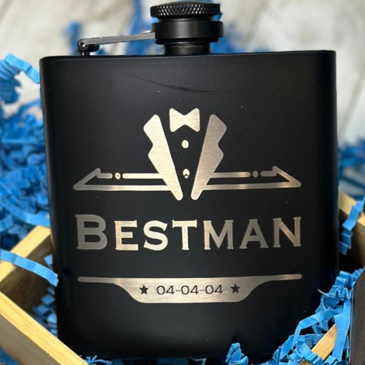 BEST MAN Engraved Wedding Flask