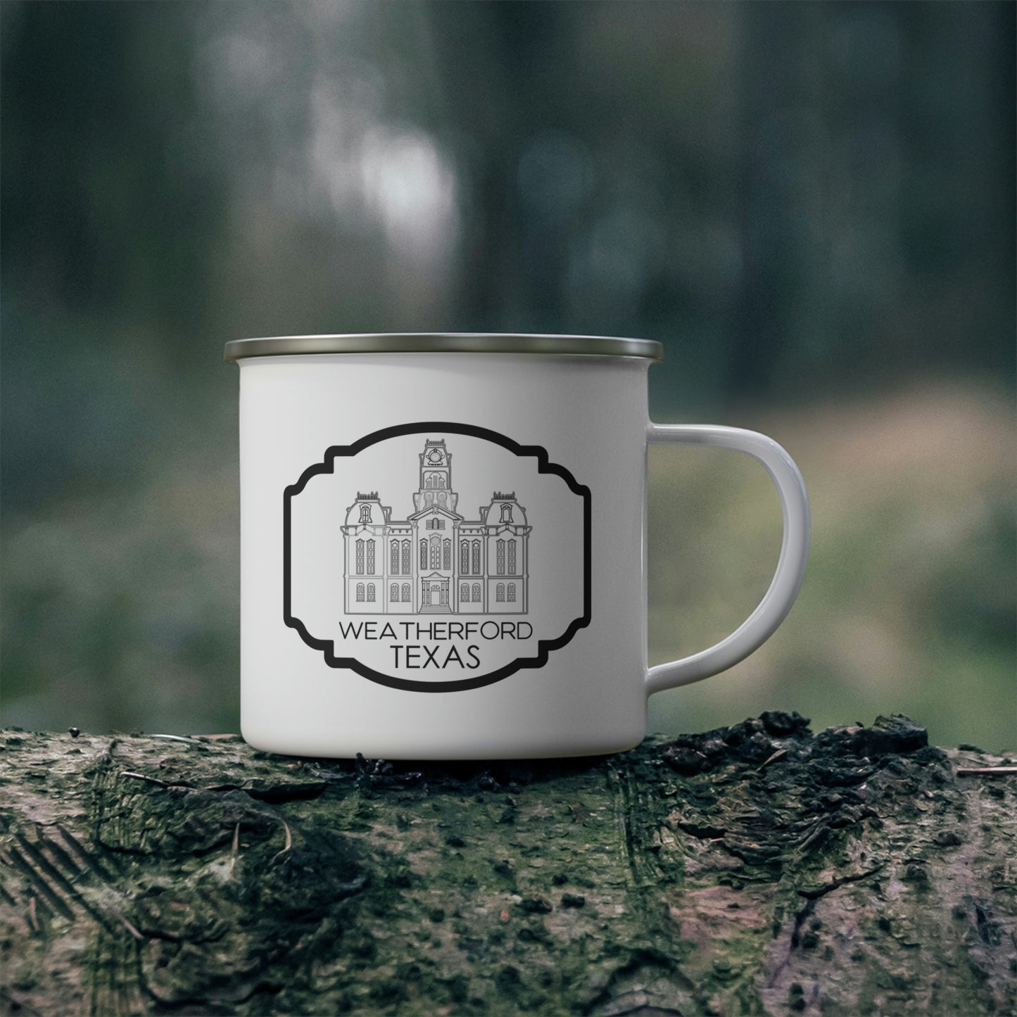 Parker County Courthouse Silver Top Enamel Camping  Mug