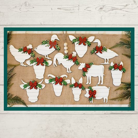 Shiplap Farm Animal Ornaments