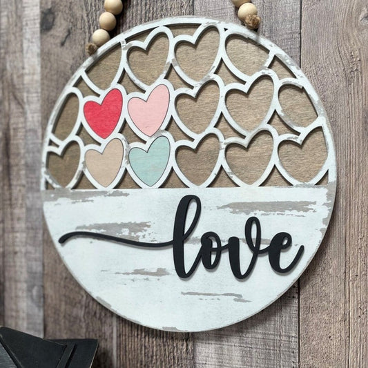 Love with Hearts Round Sign