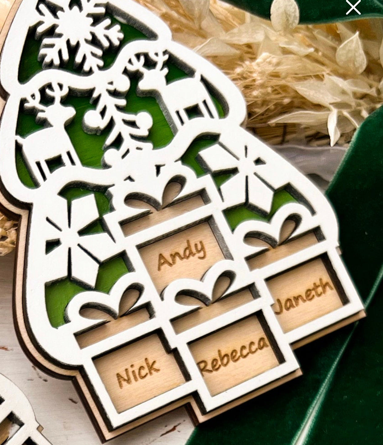 Christmas Tree with Presents Personalized Family Ornament