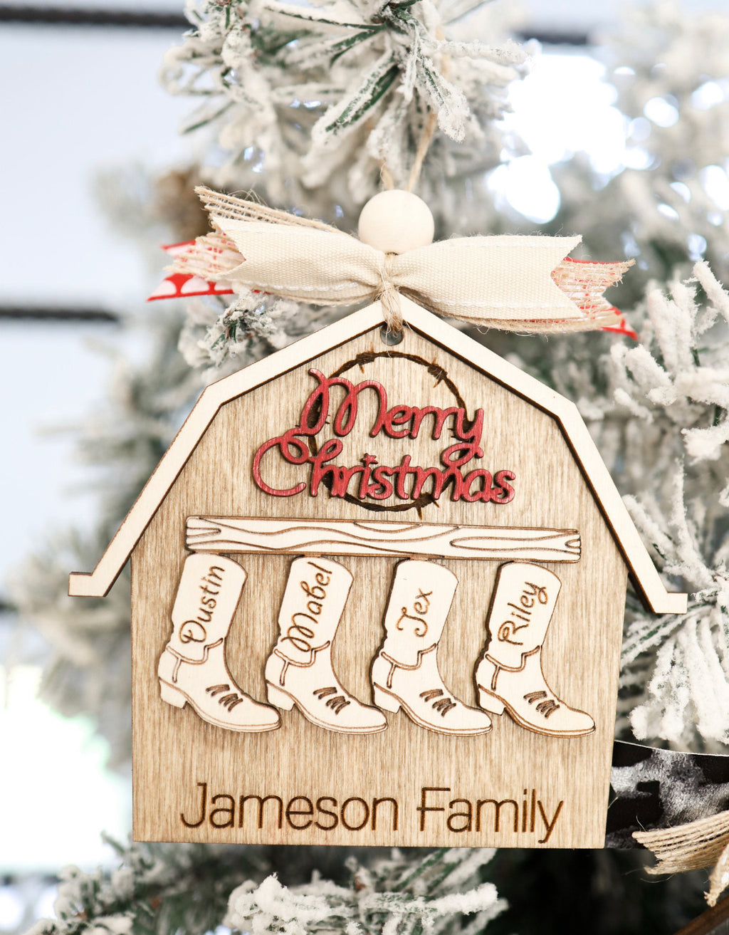 Cowboy Boot Family Christmas Ornament