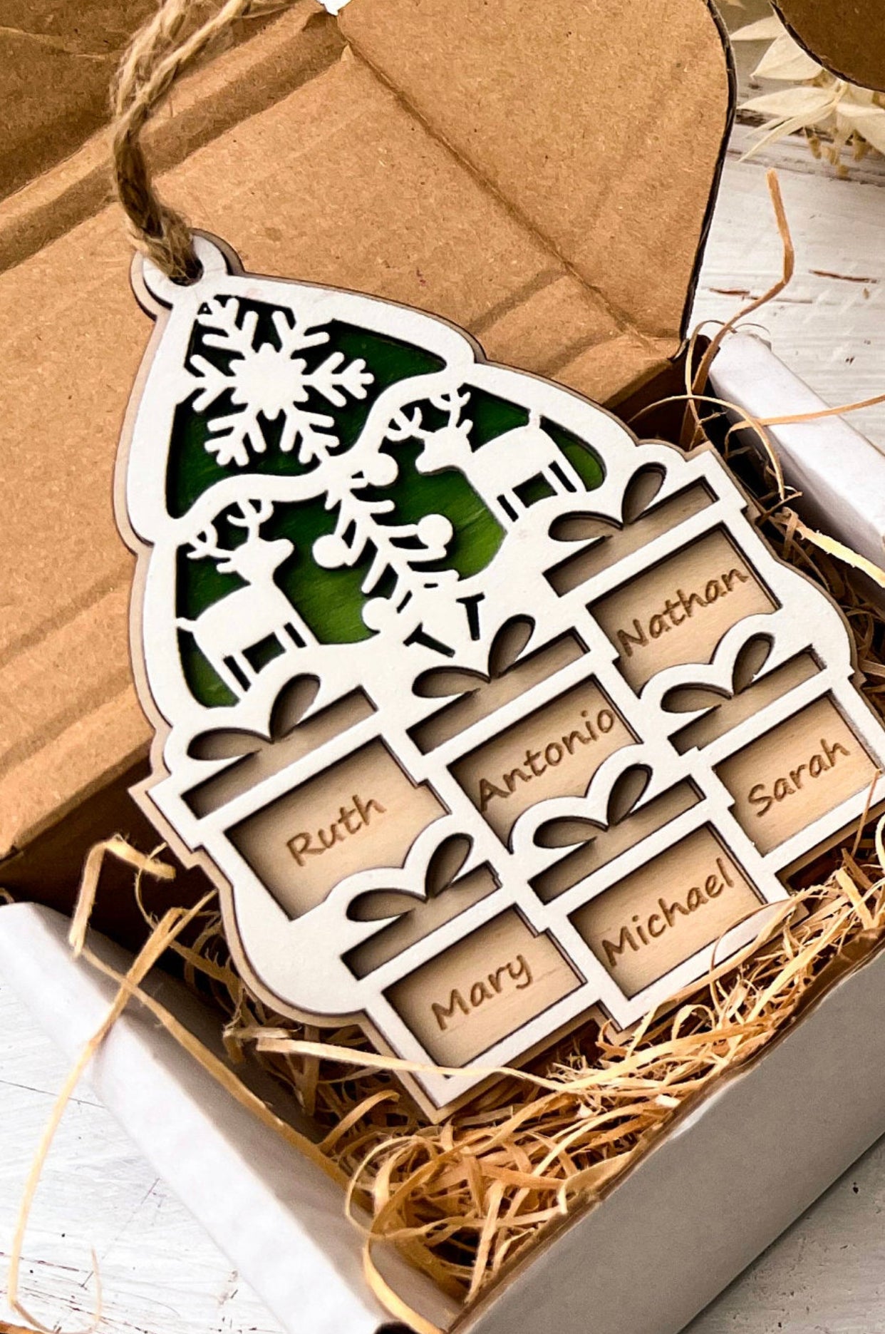 Christmas Tree with Presents Personalized Family Ornament
