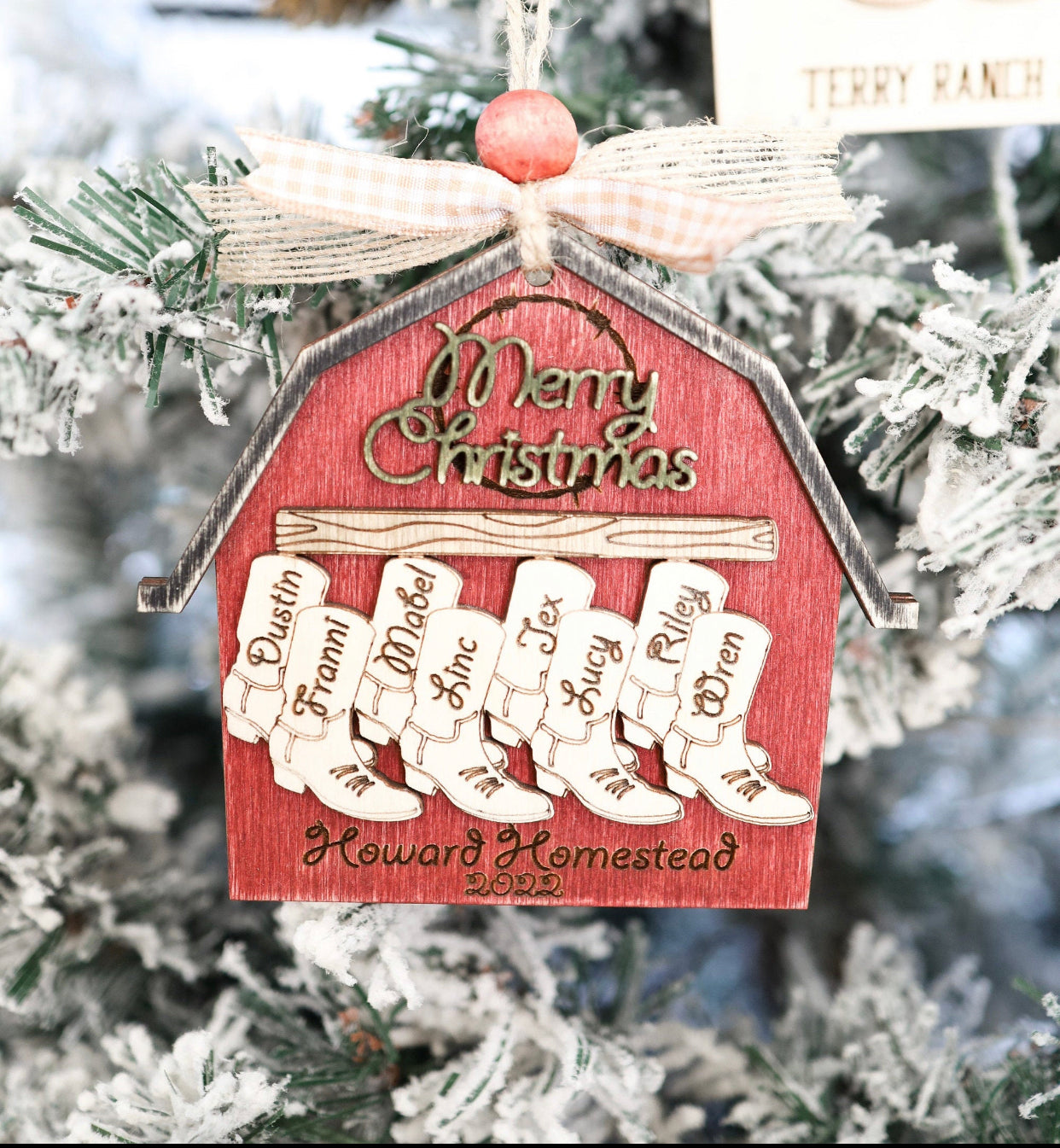 Cowboy Boot Family Christmas Ornament