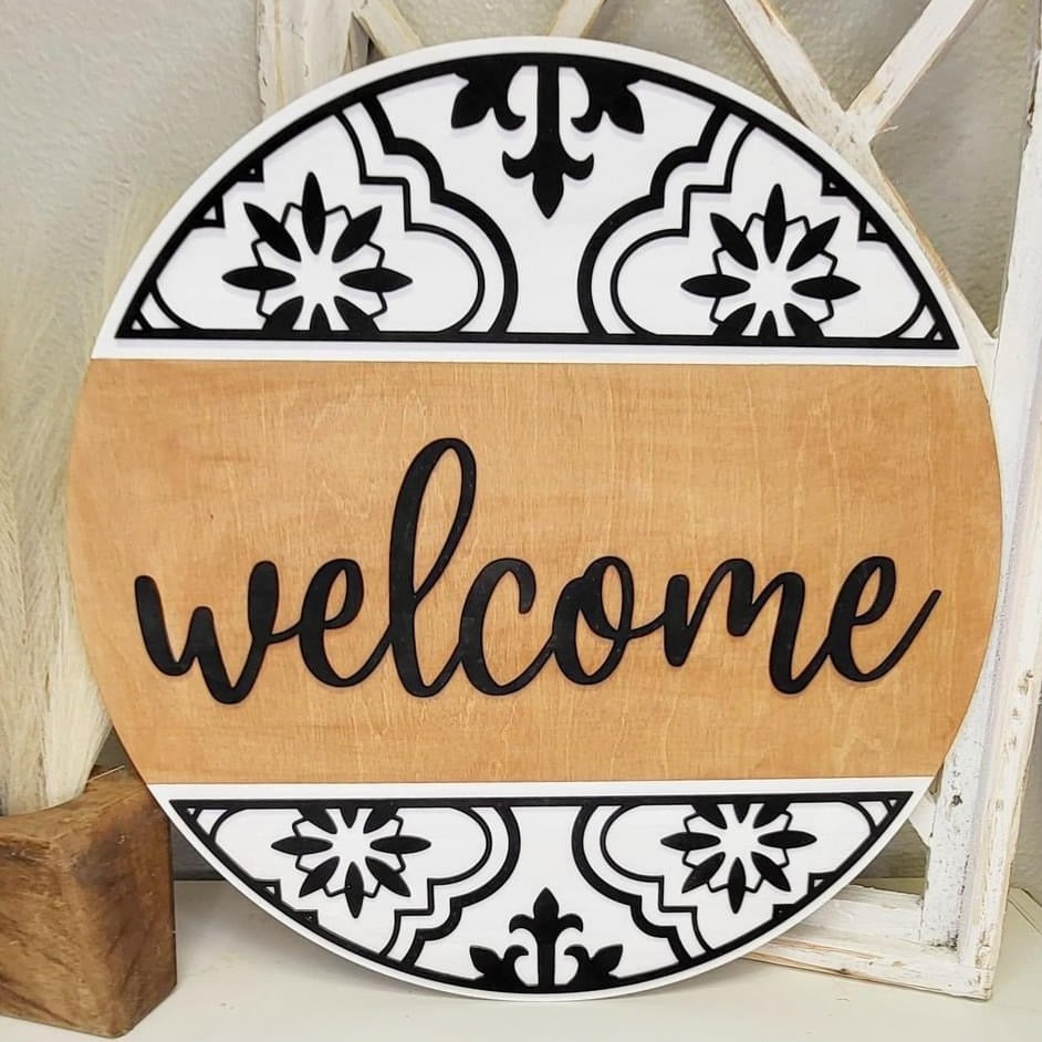 Welcome Fleur Door Hanger