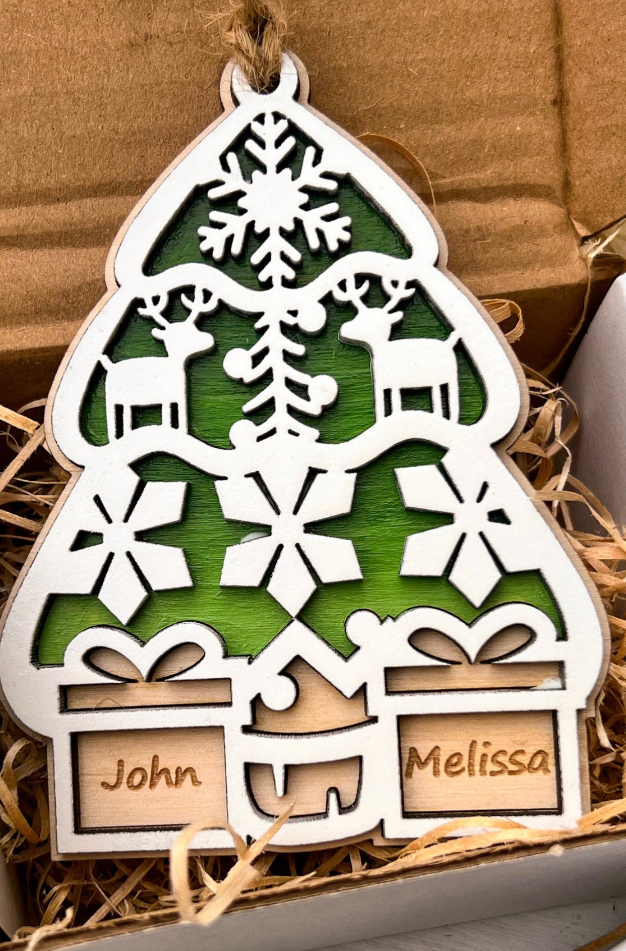 Christmas Tree with Presents Personalized Family Ornament