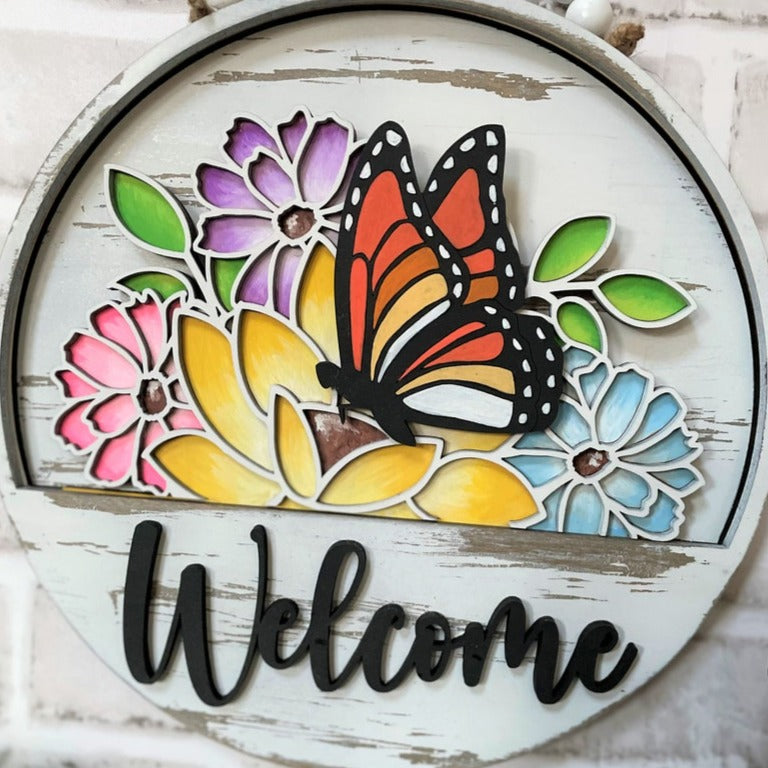 Butterfly Spring Welcome Sign Slotted Theme