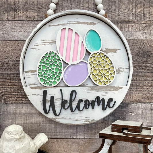 Easter Eggs Welcome Sign Slotted Theme